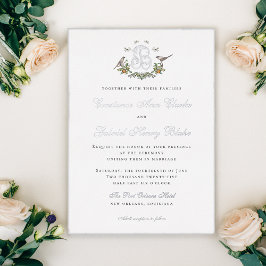 Relieve Metalizado Invitación de boda con lámina de monograma "B" de 