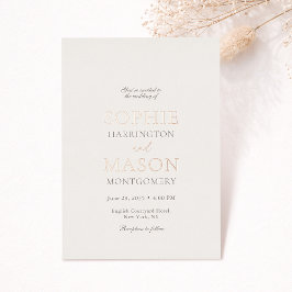 Relieve Metalizado Invitación de boda con lámina de oro Champagne de 