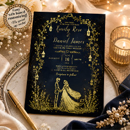 Relieve Metalizado Invitación de boda con lámina de oro Starlight Sym