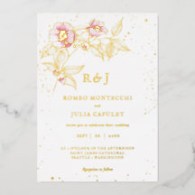 Invitación de boda con lámina de rosa elegante