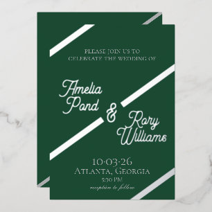 Relieve Metalizado Invitación de boda con lámina diagonal en negrita
