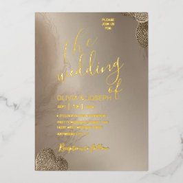 Relieve Metalizado Invitación de boda con lámina dorada y nubes soñad