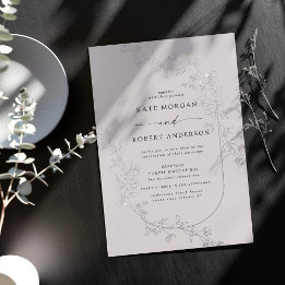 Relieve Metalizado Invitación de boda con lámina floral moderna esboz