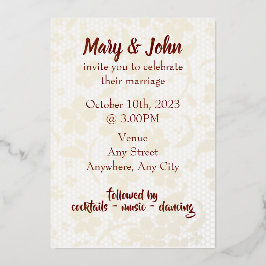 Relieve Metalizado Invitación de boda con lámina metálica - totalment