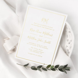 Relieve Metalizado invitación de boda con marco de tipografía clásico