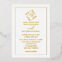 Invitación de boda con monograma de corona de pape