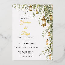 Invitación de boda con nombres en foil dorado