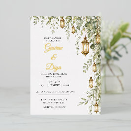 Relieve Metalizado Invitación de boda con nombres en foil dorado