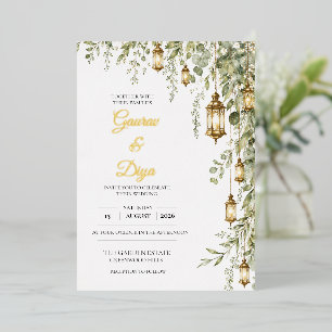 Relieve Metalizado Invitación de boda con nombres en foil dorado