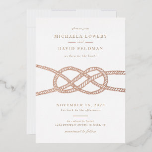 Relieve Metalizado Invitación de Boda con Nudo Ilustrado - Beige
