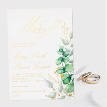 Invitación de boda con papel de aluminio de eucali