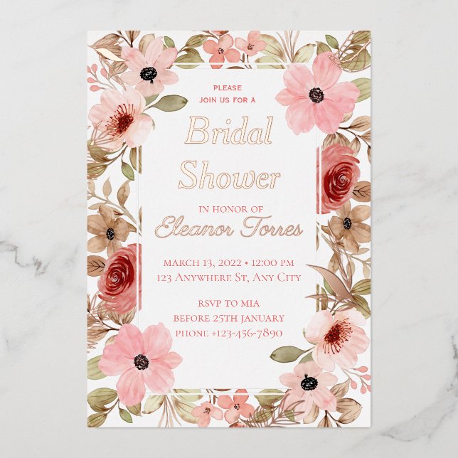 Relieve Metalizado Invitación de boda con papel de aluminio de oro ro (Anverso)