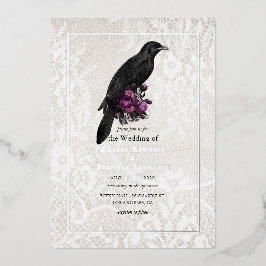 Relieve Metalizado Invitación de boda con papel de aluminio floral gó