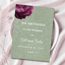 Invitación de boda con papel de aluminio verde sal