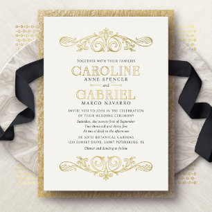 Relieve Metalizado Invitación de Boda con Papel de Estaño Art Nouveau
