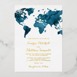 Relieve Metalizado Invitación de boda de destino con lámina