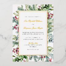 Invitación de boda de invierno con papel de oro Av