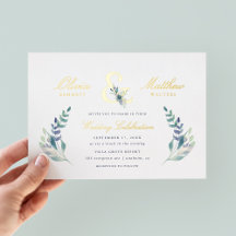 Invitación de boda de lujo con foil floral
