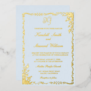 Relieve Metalizado Invitación de boda de lujo con lámina de oro Mod