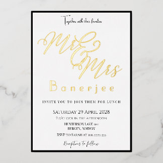 Relieve Metalizado Invitación de boda de Mr & Mrs Royal con papel de