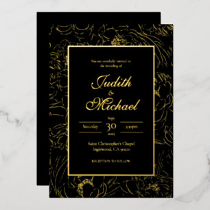 Relieve Metalizado Invitación de boda de noche con papel de oro Delux