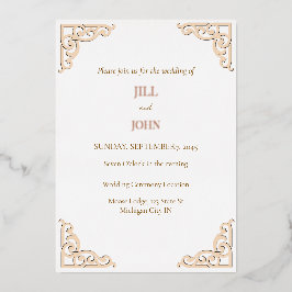 Relieve Metalizado Invitación de boda de oro rosa con lámina geométri