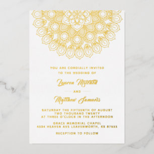Relieve Metalizado Invitación de boda de pan de oro con mandala