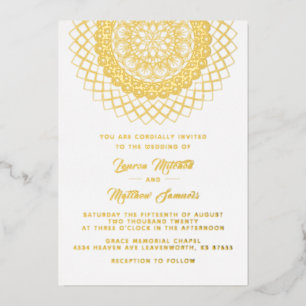Relieve Metalizado Invitación de boda de pan de oro con mandala