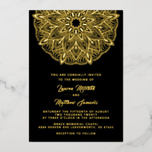 Relieve Metalizado Invitación de boda de papel de aluminio con mandal