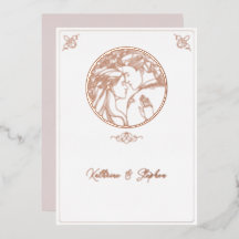 Invitación de boda de pareja con línea de lámina m