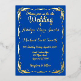 Relieve Metalizado Invitación de boda decorativa con borde de lámina