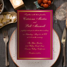 Invitación de boda elegante clásica con hoja de or