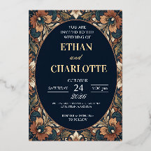 Invitación de boda elegante con lámina de oro