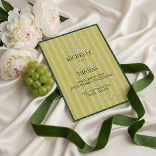 Relieve Metalizado Invitación de boda formal con patrón de franja cha