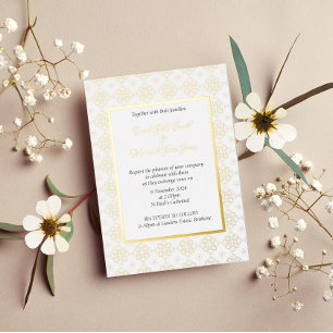 Relieve Metalizado Invitación de boda formal intrincada con hoja de o