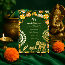 invitación de boda india para guardar la fecha con