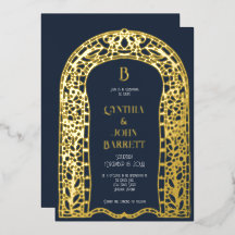 Invitación de boda inspirada en Art Déco con lámin