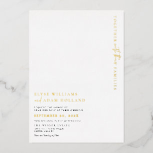 Relieve Metalizado Invitación de boda minimalista con lámina de oro E