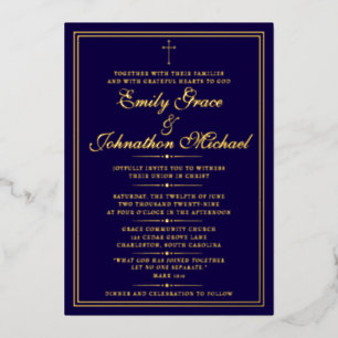Relieve Metalizado Invitación de boda minimalista cristiana con papel