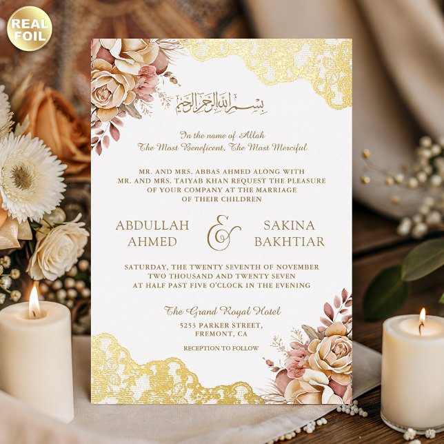 Relieve Metalizado Invitación de Boda Musulmana con Código QR de Enca (Subido por el creador)