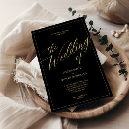 Relieve Metalizado Invitación de boda negra con lámina - Invitación m