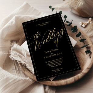 Relieve Metalizado Invitación de boda negra con lámina - Invitación m