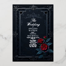 Invitación de boda negra elegante y con clase