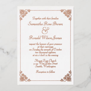 Relieve Metalizado Invitación de boda simple elegante enmarcada con p