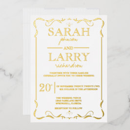 Relieve Metalizado Invitación de boda tradicional elegante con lámina
