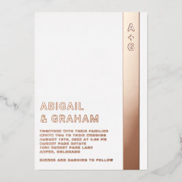Relieve Metalizado Invitación de bodas con foil de monograma
