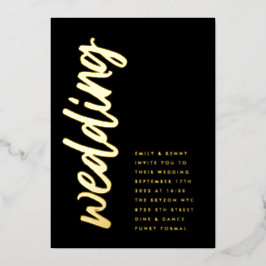 Relieve Metalizado Invitación de bodas con foil de ORO REAL Side Ways