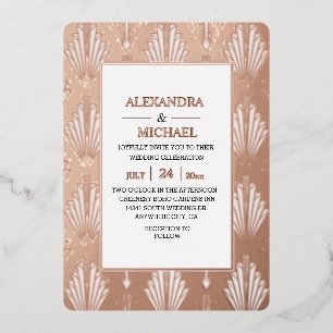 Relieve Metalizado Invitación de Bodas con Holograma Art Déco Moderna