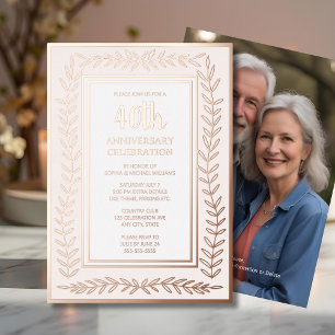 Relieve Metalizado Invitación de Bodas de Rubí con Rosa Botánica