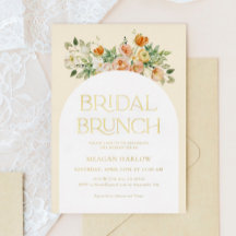 Invitación de Brunch Floral Boho con Hoja de Oro